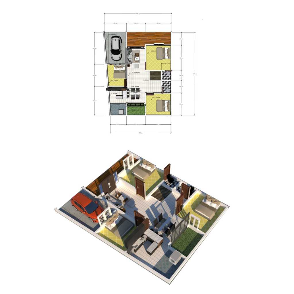 Desain denah rumah 3D custom
