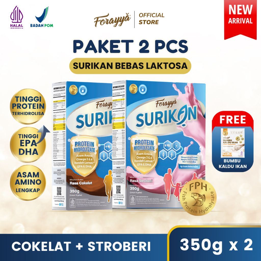 Paket Bundling Surikan Bebas Laktosa Tinggi Protein Susu Bubuk Anak Strawberry Cokelat 350gr