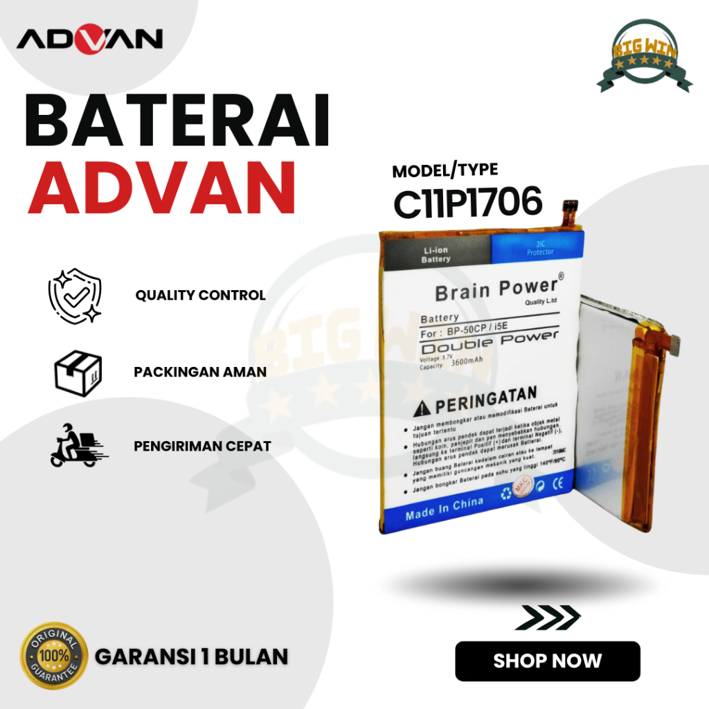 BATERAI BATTERY ADVAN BP-50CP ADVAN I5E / I5C DOUBLE [IC POWER] ORIGINAL