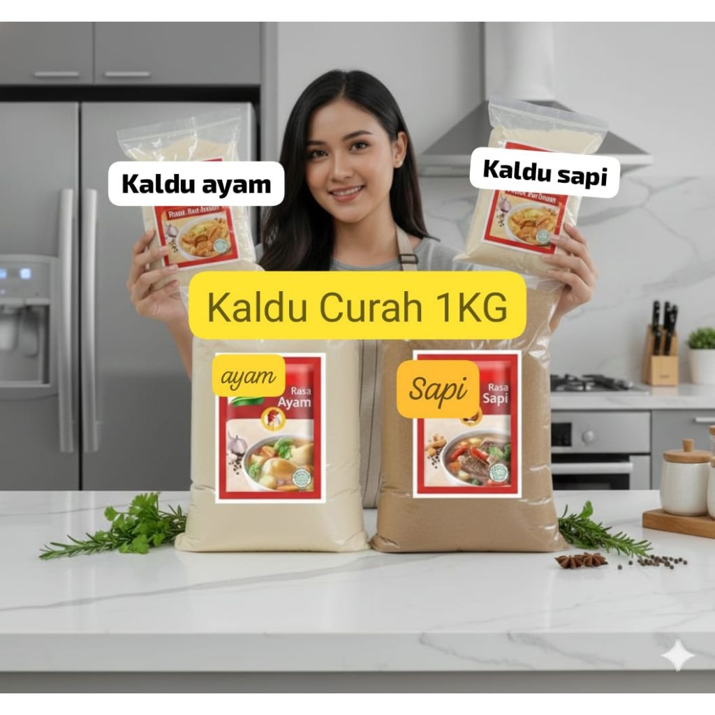 KALDU Curah 1KG Rasa Ayam & Sapi Kaldu Bubuk Penyedap Rasa Kaldu- Rasa Lezat, Praktis, Hemat