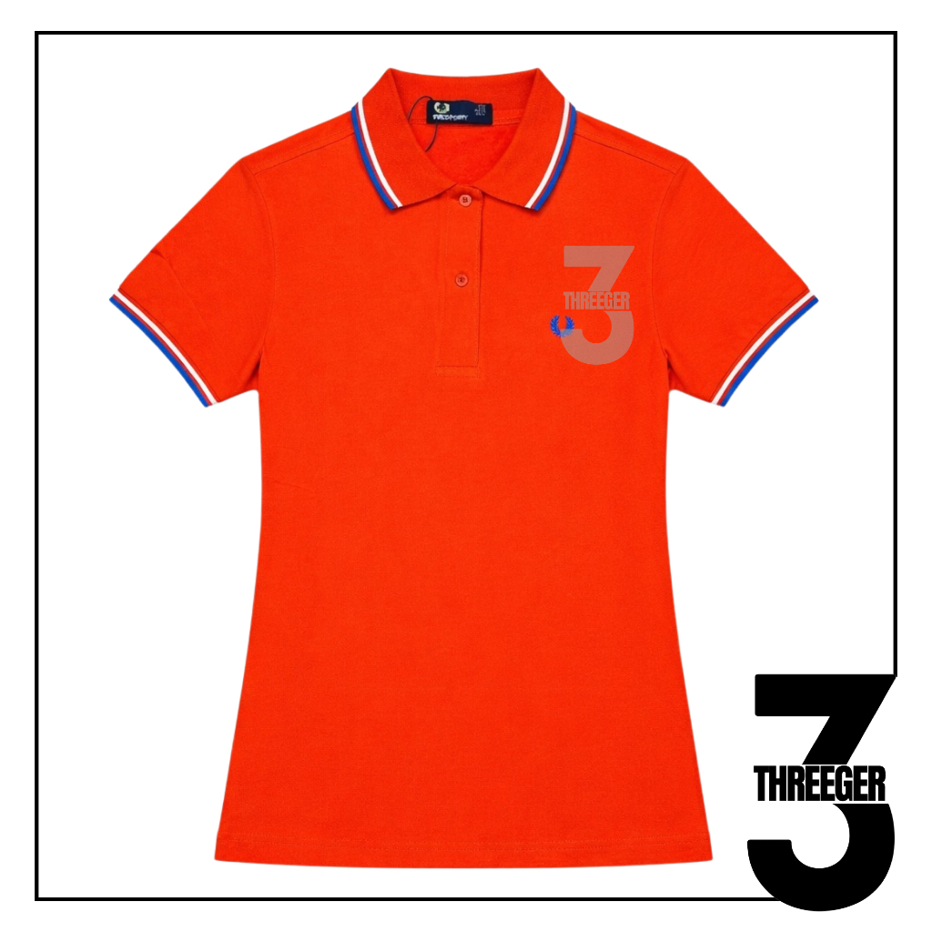 Fred Perry Woman Peacock Blue White Tipped Polo Orange Red Polo Original / Polo Fred Perry Original