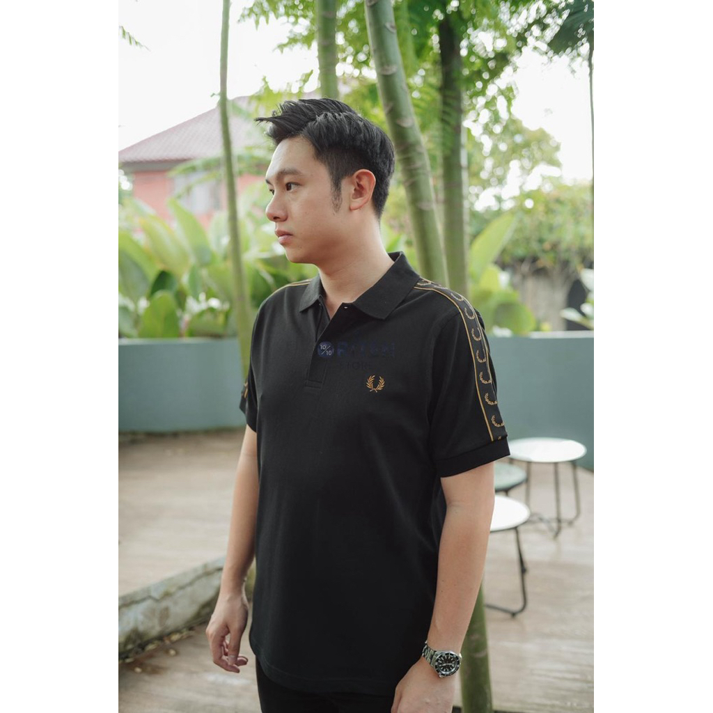 Fred Perry Gold Taped Ringer Polo Black Original / Baju Polo Fredperry Authentic