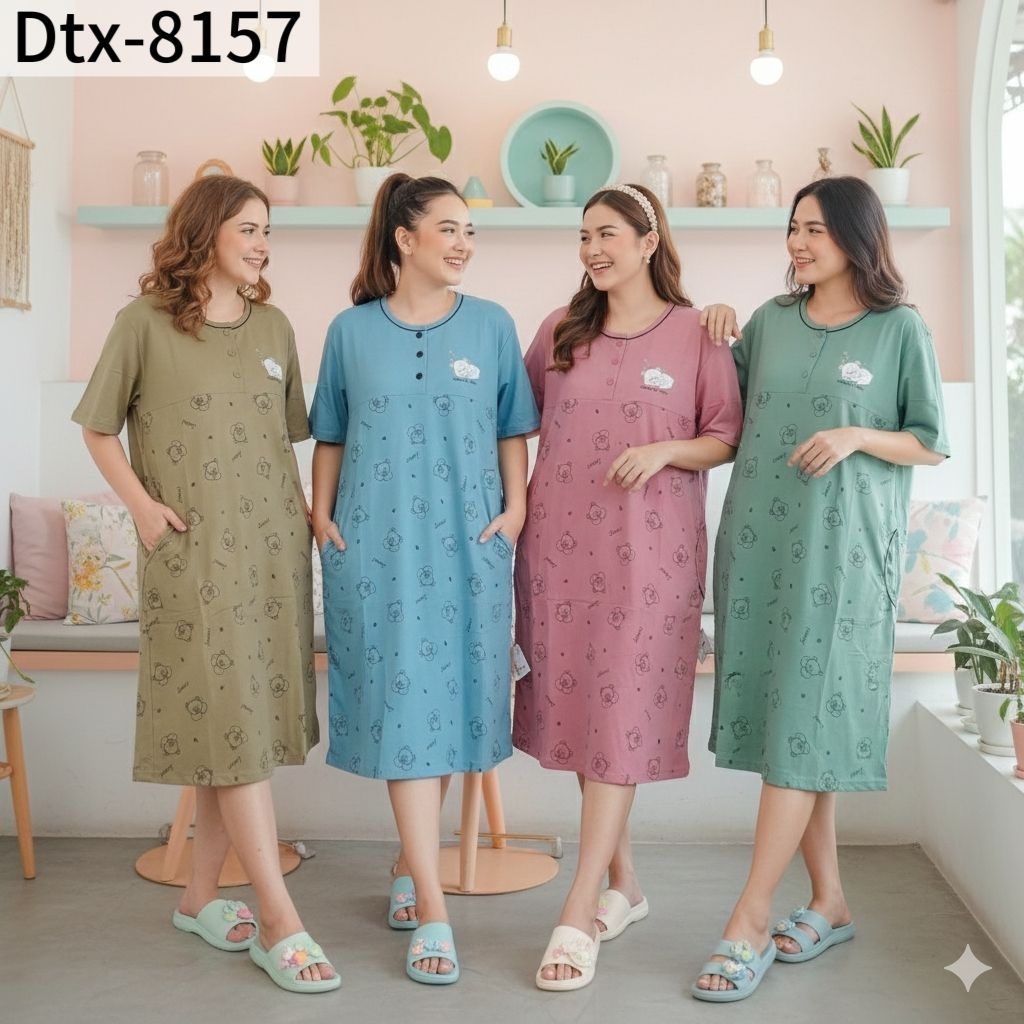 Daster AMRO 8157 Dress XXL JUMBO DTX Label Putih Kancing Aktif