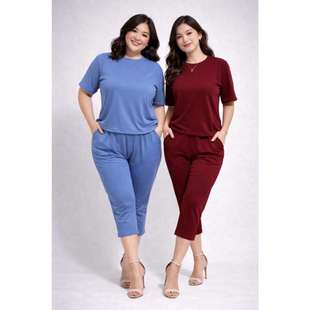 SETELAN POLOS WANITA CELANA 7/8 BIG SIZE SETELAN WANITA TERBARU CELANA 7/8