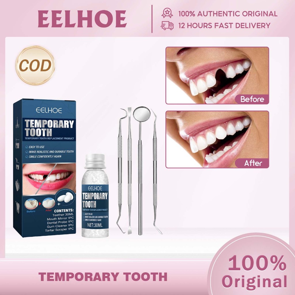 EELHOE Gigi palsu Dekorasi Gel Set Halloween Vampire Make-up Gaun Gigi palsu Gigi Alat