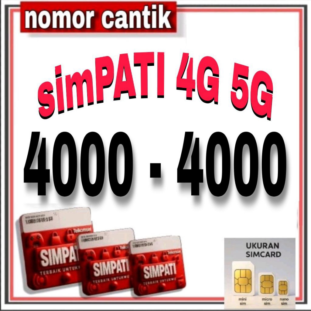 Promo Nomor Cantik free 3gb simpati 4g 5g seri terlaris 40000 kartu perdana prabayar isi ulang nasio