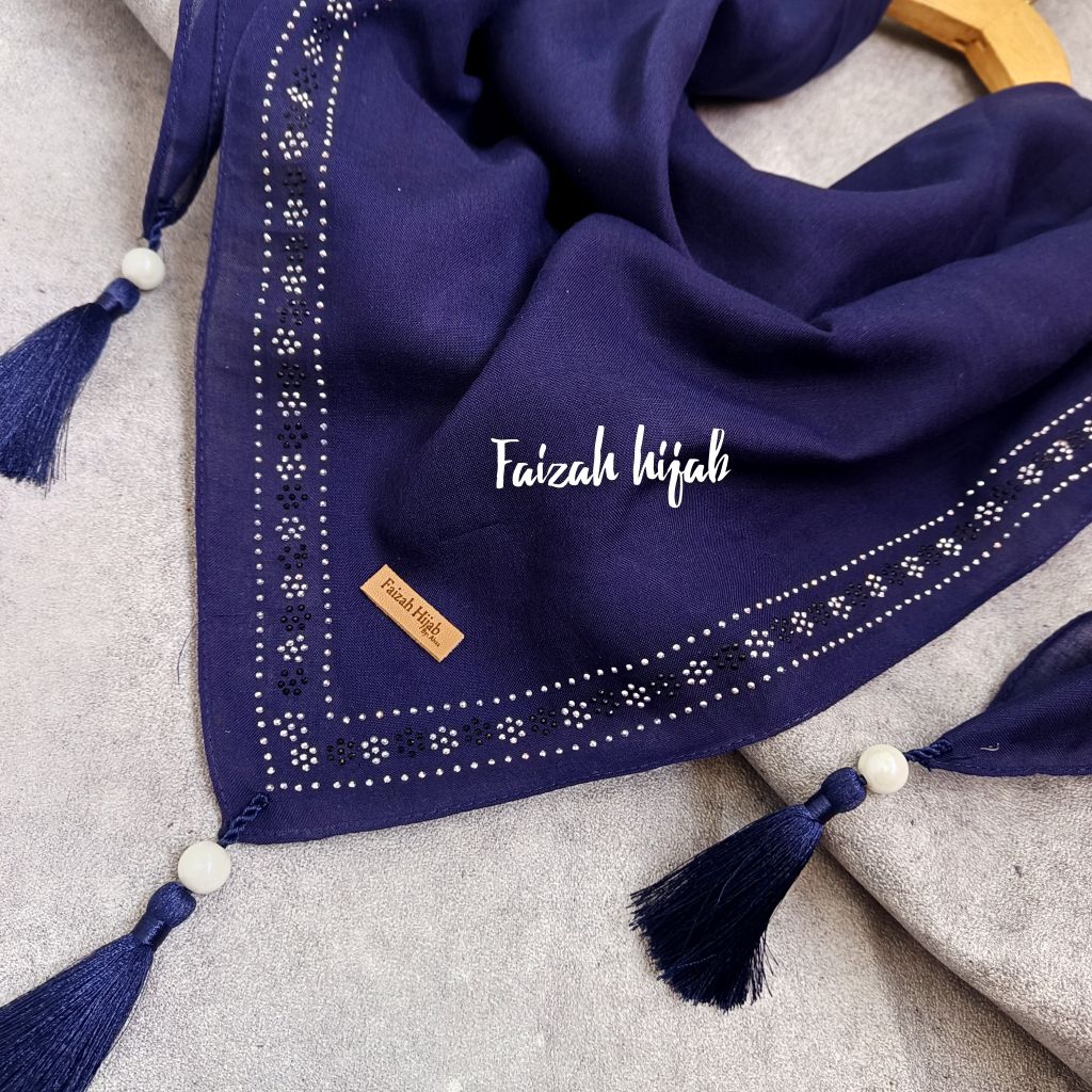 kerudung Jilbab Segi Empat  Paris Premium Payet Manik manik  mewah 05