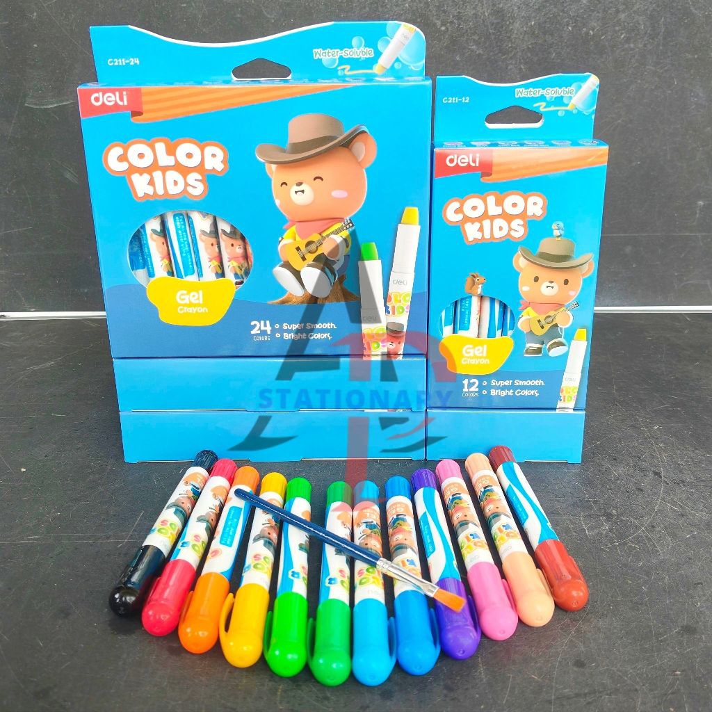 Crayon Gel Oil Pastel Gel DELI | 12 | 24 | Warna ( Set ) [ Original ]