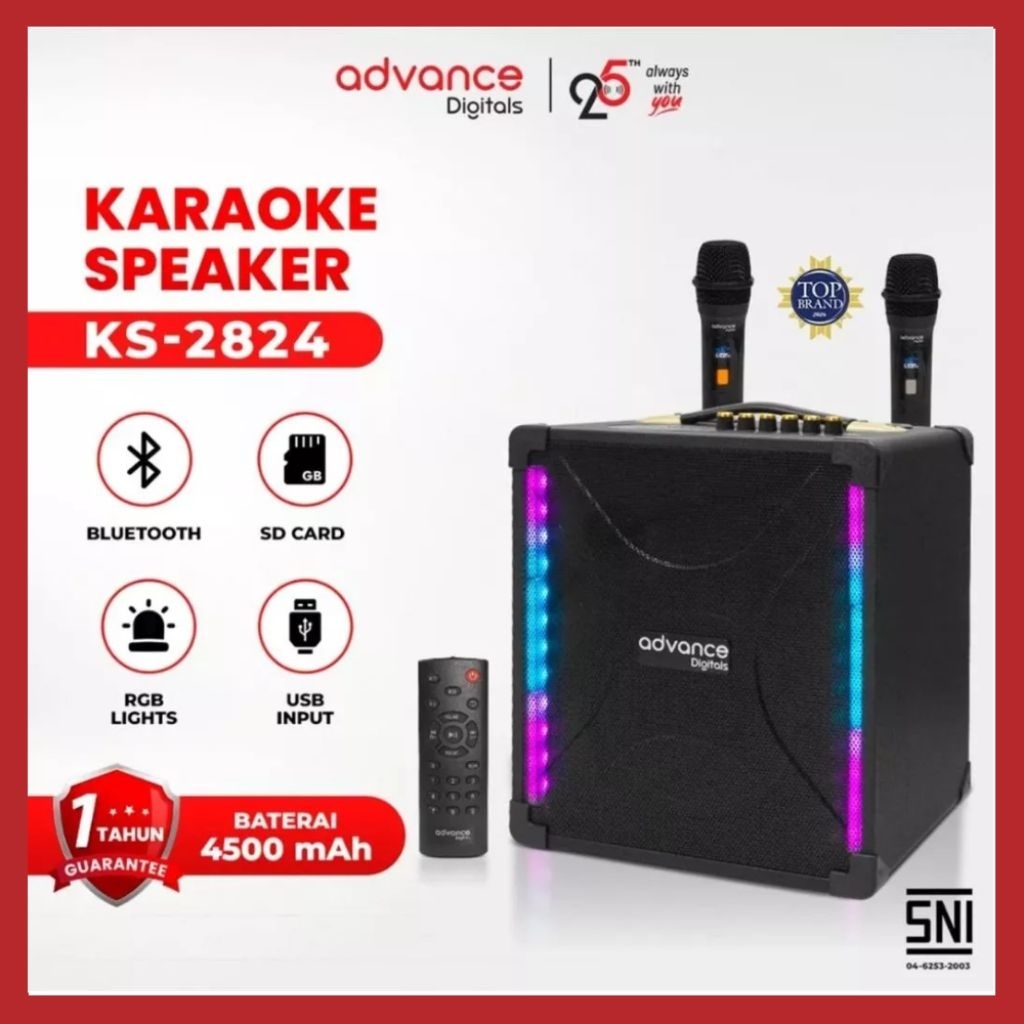 ADVANCE KS-2824 SPEAKER 8 INCH | 2 MIC WIRELESS