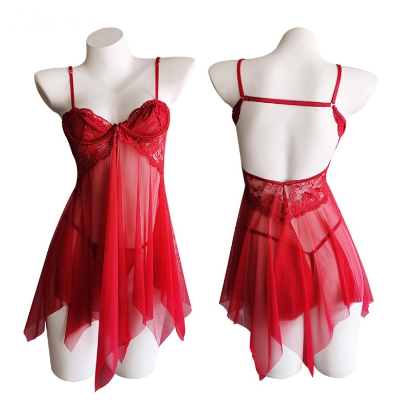 Lingeria Sexy Dress BabyDoll Nilon Transparan Baju Dewasa Wanita Baju Sexy Dinas Wanita 6041