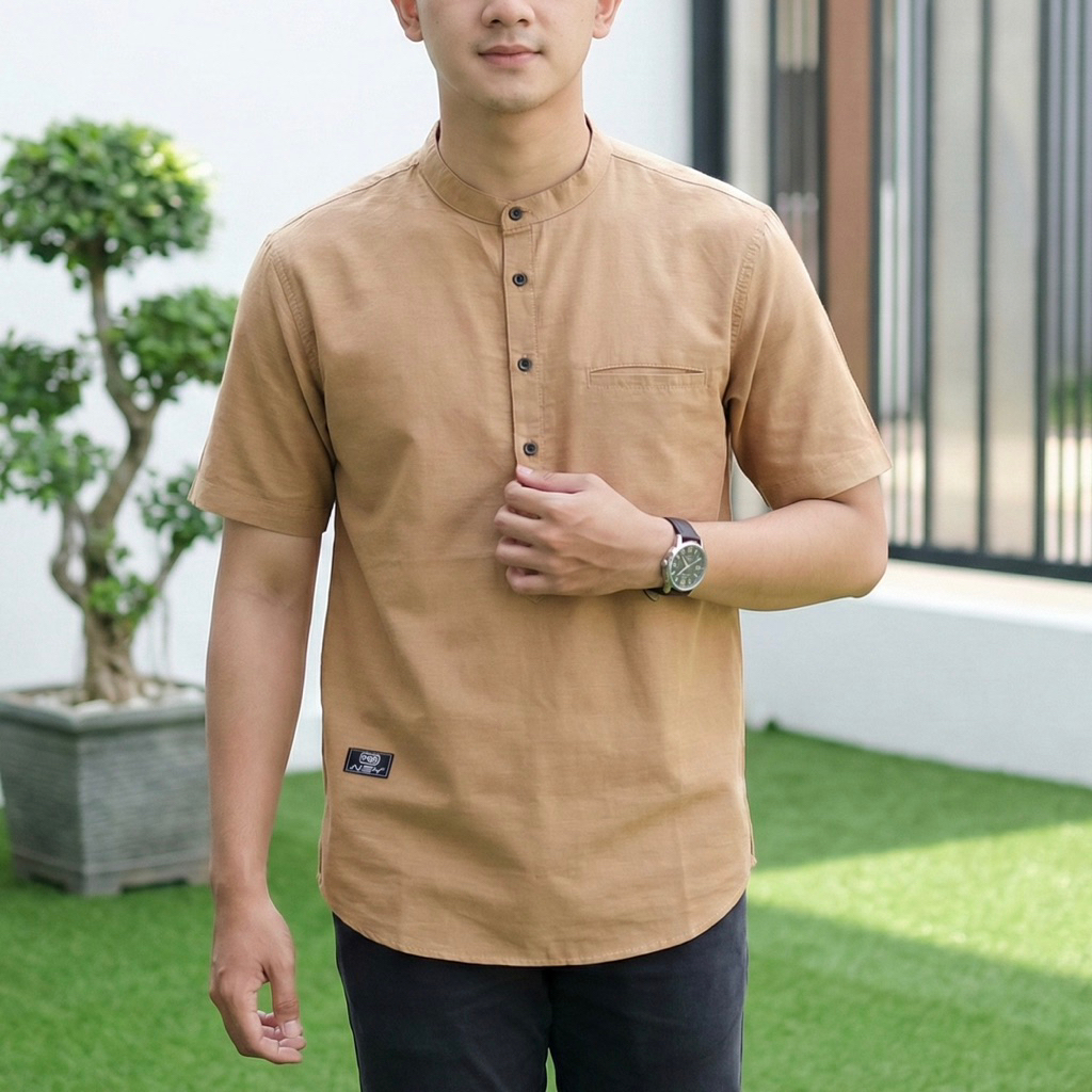 KEMKO/KEMEJA KOKO LENGAN PENDEK POLOS 1/2 KANCING KERAH SANGHAI BY ERKAPE