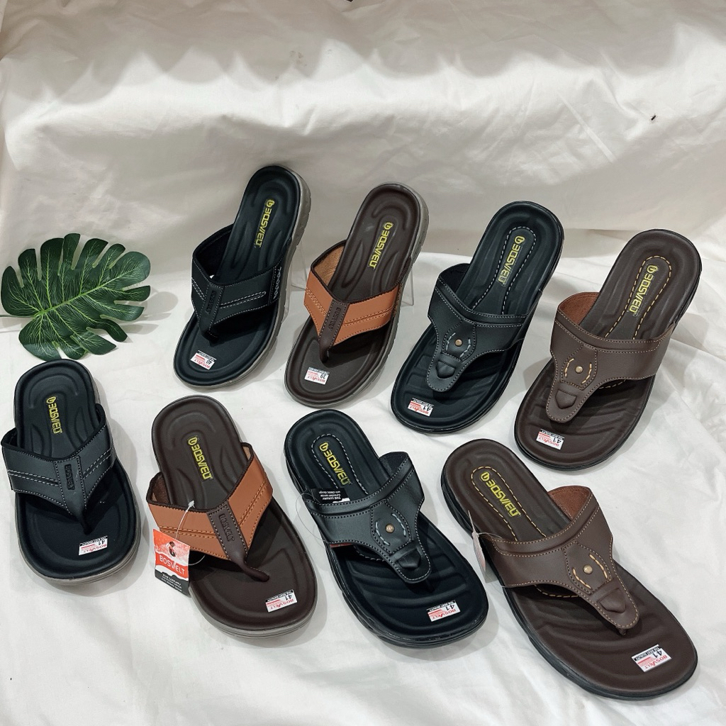 Bosvelt jepit kulit, sandal jepit, sendal kulit, sandal pria lebaran