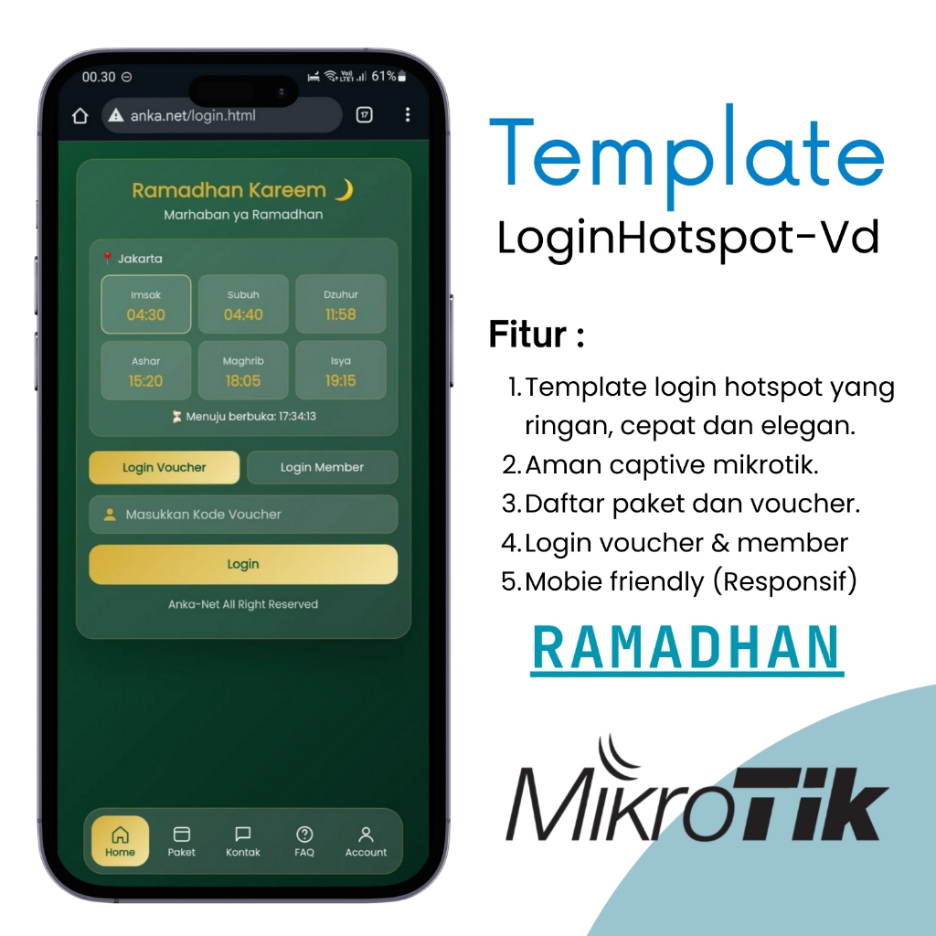 Template Login Page Mikrotik Hotspot Voucher Premium Responsive Mobile Ramadhan | Login Hotspot-Vd