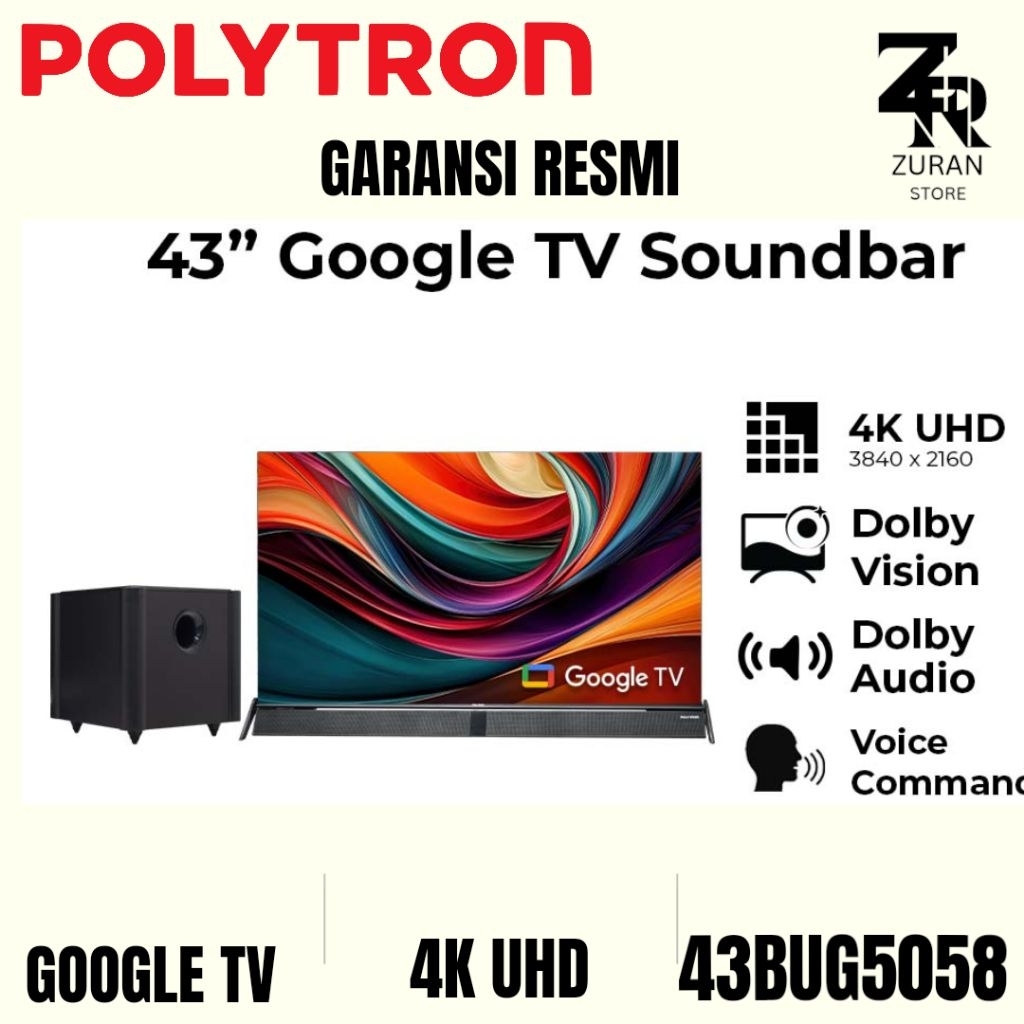 POLYTRON 43BUG5058 4K GOOGLE TV SOUNDBAR 43 inch