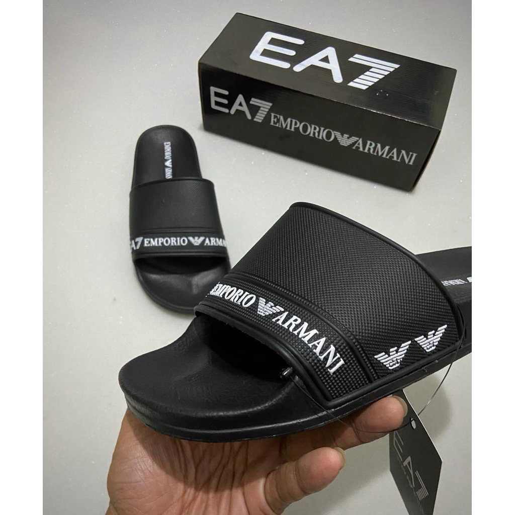SANDAL  EA7 PRIA || SLIDE ON MODEL TERBARU || HIGH QUALITY || PREMIUM SLIP ON  *includ box (Bisa COD