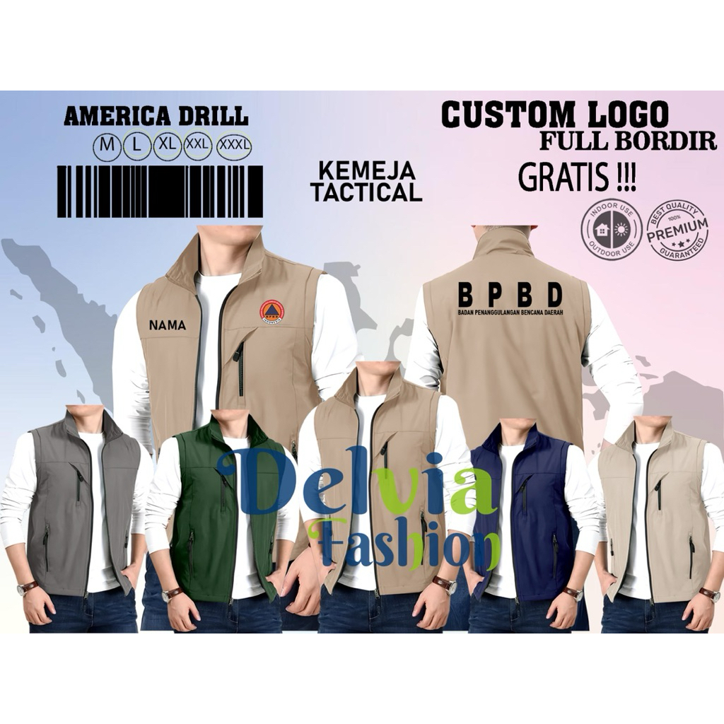 Rompi BPBD Badan Penanggulangan Bencana Daerah BPBD Bordir Premium Bisa Custom Nama Tulisan Belakang