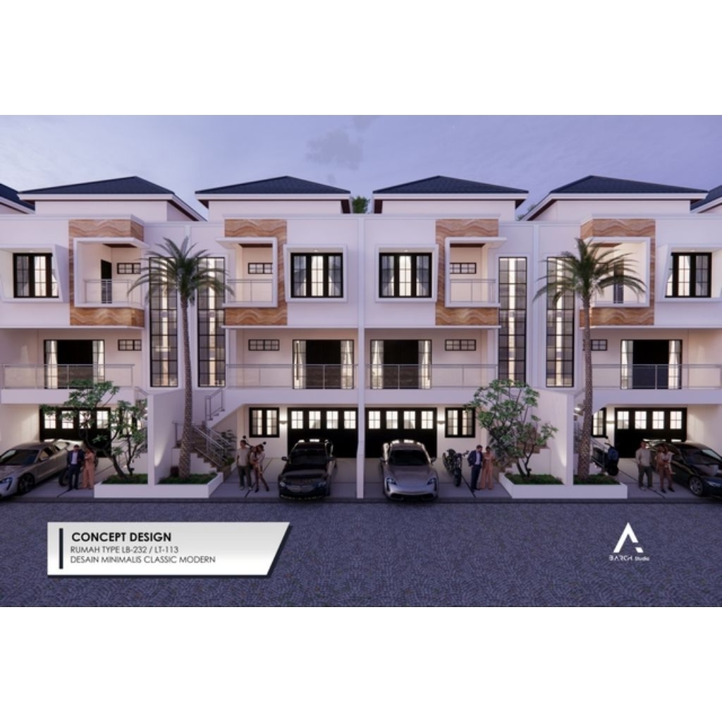 Desain Rumah Tinggal Minimalis Classic Modern 3 Lantai LB 232M2.