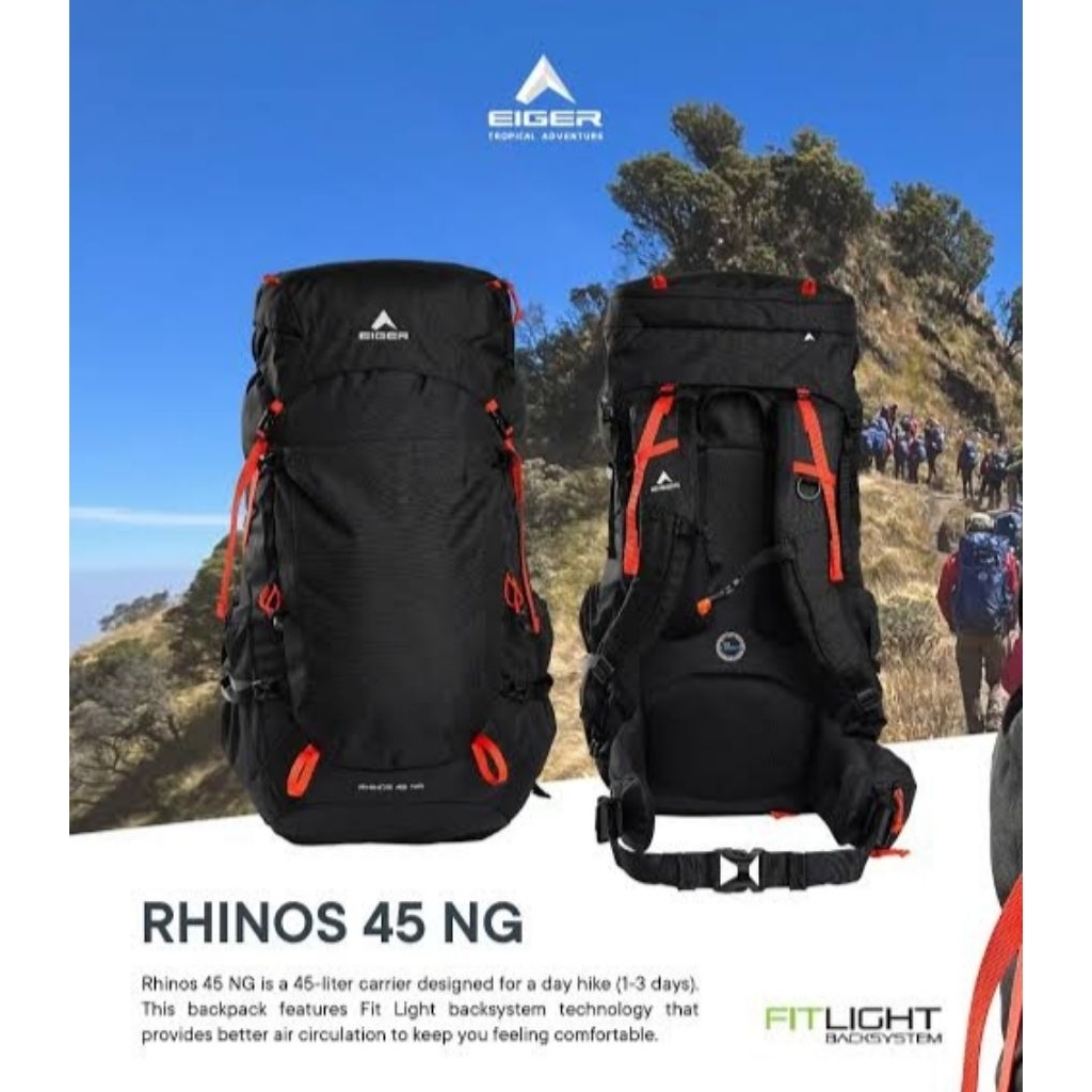 Tas Gunung Ransel Carrier Eiger1989 Rhinos 45 NG Original