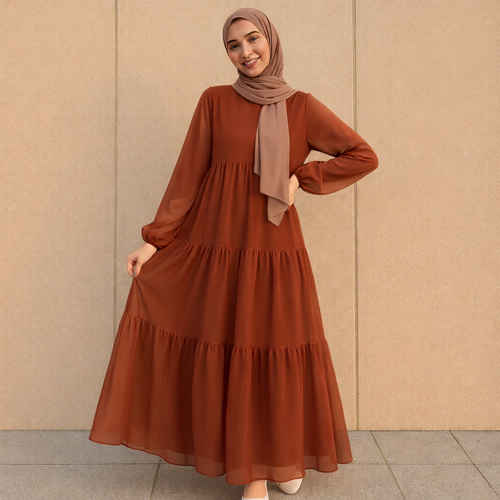 DRESS BABYDOLL - Gamis syari ceruty polos gamis susun ceruty homey dress ruffle full puring ceruty b