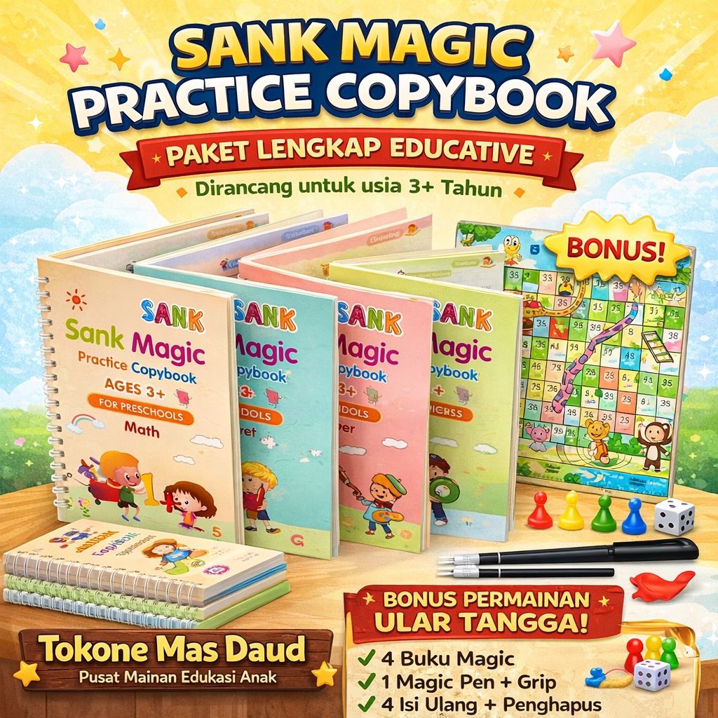 Buku Belajar Menulis Anak / Sank Magic Book / Buku Anak Paud TK