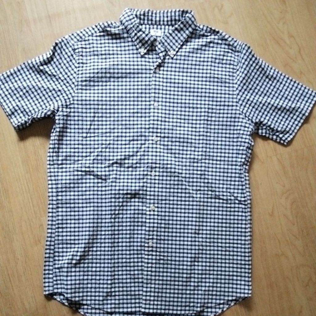 kemeja kotak-kotak lengan pendek pria/wanita PL