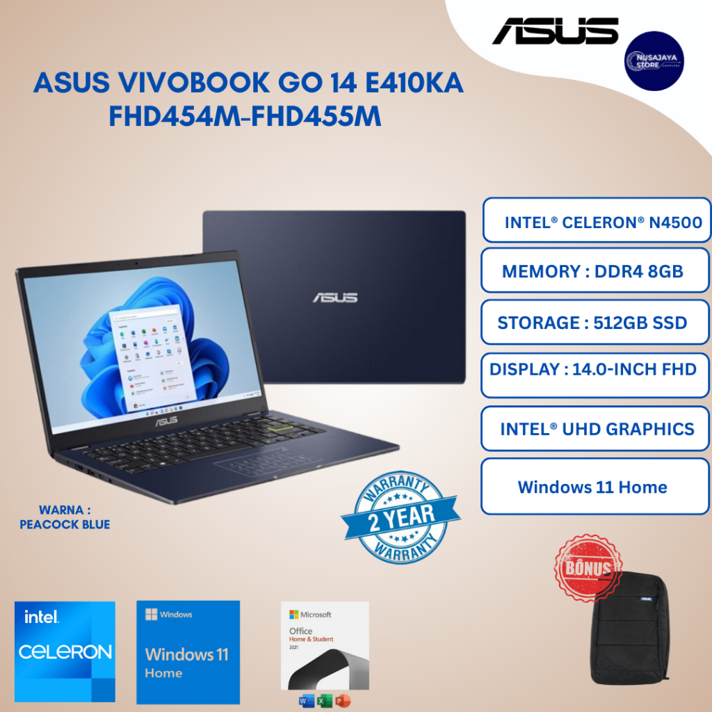 Asus Vivobook Go 14 E410KA, 8GB/512GB SSD, Windows 11