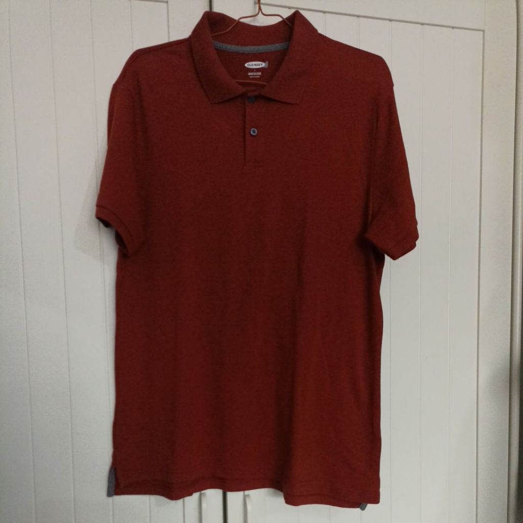 kaos polo pria branded pl preloved new maroon marun merah