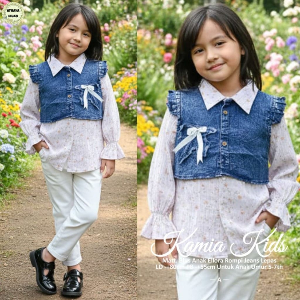 KAMIA KIDS BLOUSE + ROMPI ANAK LEPASAN ORI ATHAYA