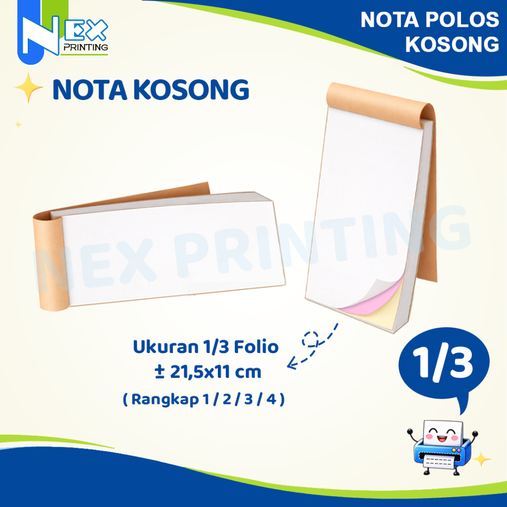 1/3 Nota Memo Polos Kosong Ukuran 1/3F Kwitansi bisa Satuan ukuran Bon Faktur Untuk toko online offl