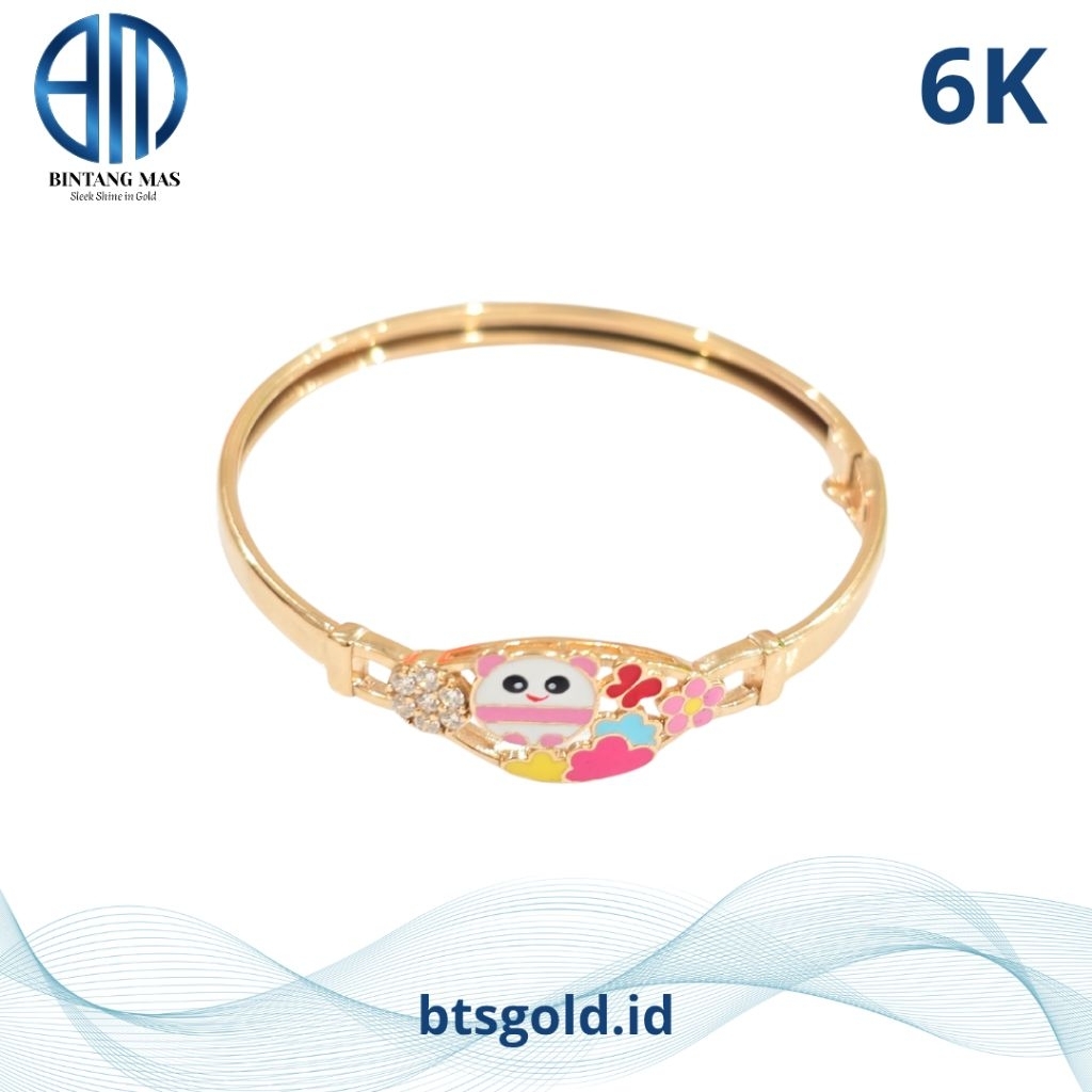 Gelang Emas Pipih Anak Karakter Panda | 6K