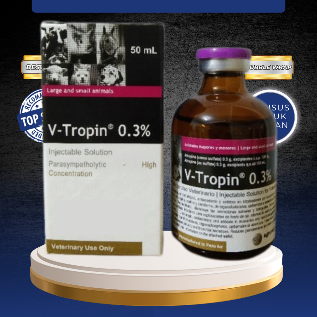 V TROPIN 0.3% 50 ML - Atropin Injeksi Antidot Dan Megurangi Kejang Untuk Hewan Ternak.