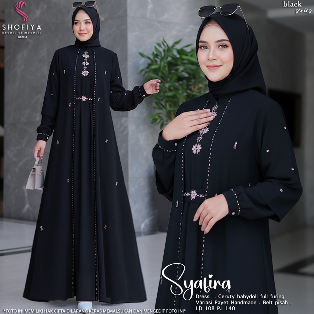 (MADINA) Dress Super Premium Full Furing Terbaru 2026 by Shofiya Original | Darissa - Syafira