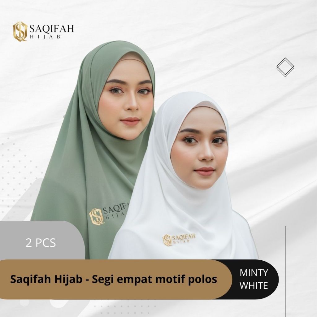 SAQIFAH HIJAB - Segiempat Instant Anti Kusut - Warna Minty dan White