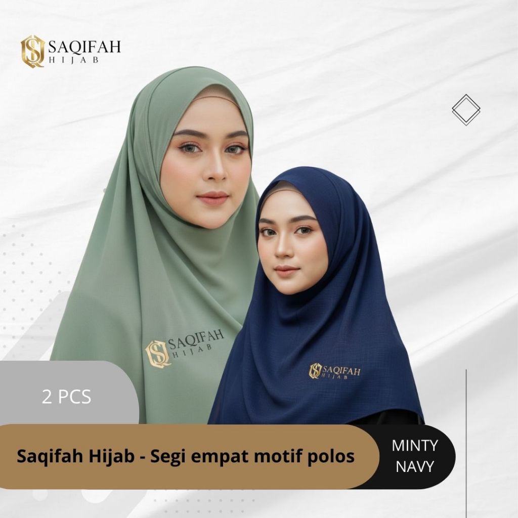 SAQIFAH HIJAB - Segiempat Instant Anti Kusut - Warna Minty dan Navy