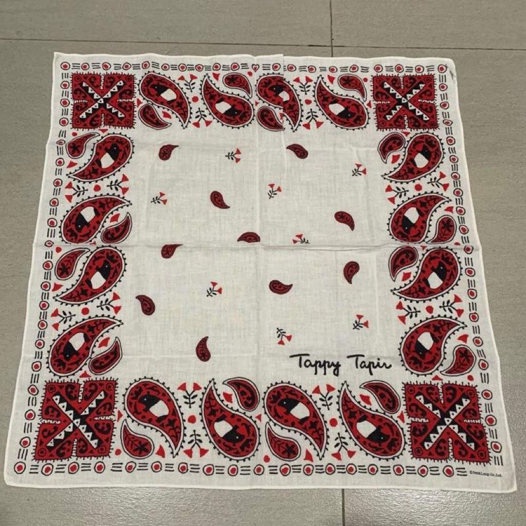 Bandana Paisley White Red Made in USA Rare Pattern Soft Cotton Import Vintage