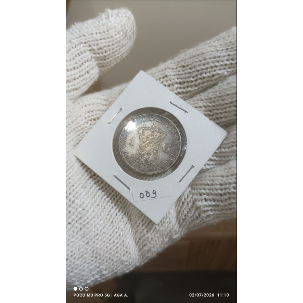 Koin Perak / Silver 72% - 1 Gulden - Wilhelmina - Netherlands East Indies -1929