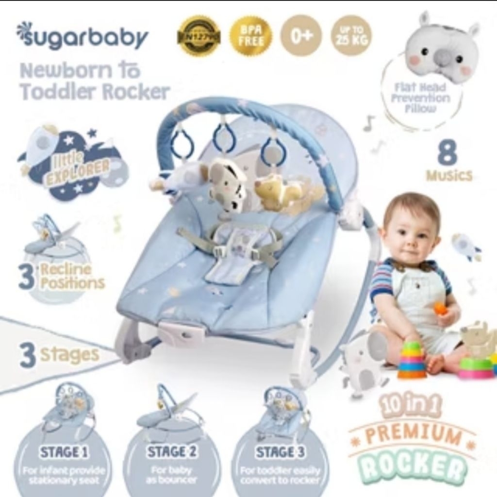 [PRELOVED] Sugar baby premium rocker fun & nature series 10 in 1 - Sugar baby bouncer bayi (INSTAN O