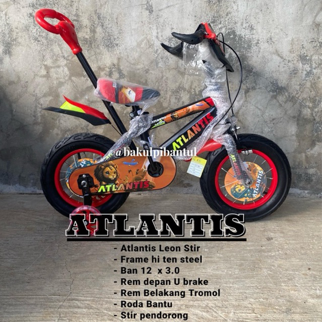 Sepeda Anak Cowok BMX Atlantis Ban Pompa ( pompa ) ada stir pendorong  ukuran 12 inch | Sepeda BMX r