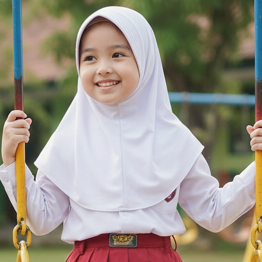 Kerudung Bergo Anak Putih Polos Anak Praktis