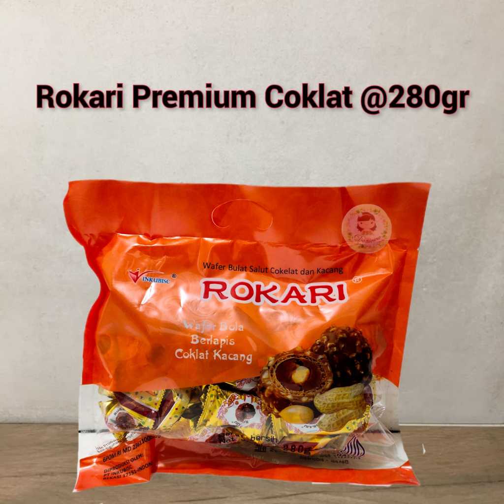 280gr coklat Rokari Premium Coklat - Wafer bola berlapis coklat kacang ( ds bgr )