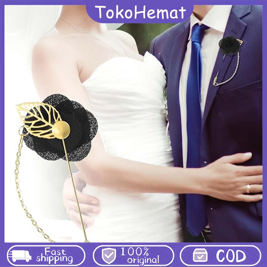 Bros Bunga Mawar Kain Panjang Gaya Korea dengan Rantai Corsage untuk Aksesoris Jas Tuspin Gaun dan P