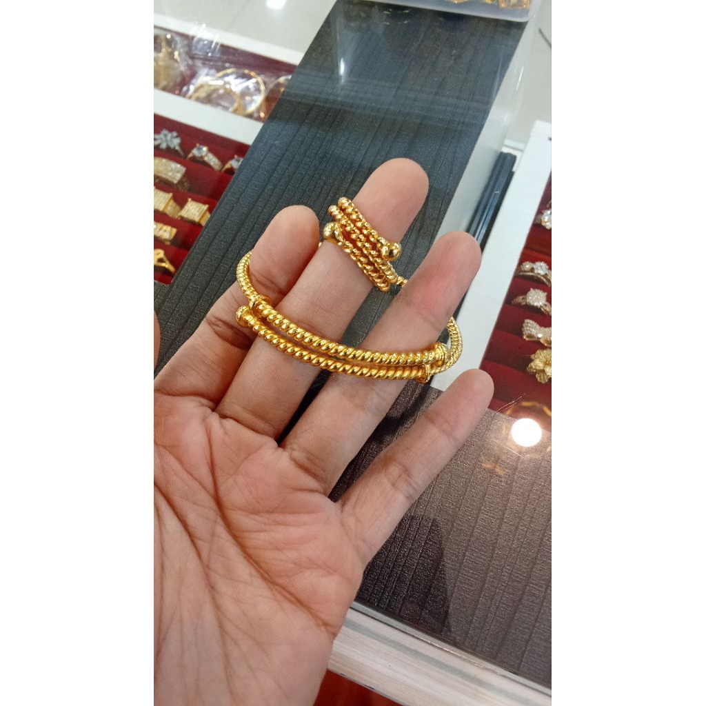 gelang set cincin lapis emmas kuat crum cantik mewah dan elegan