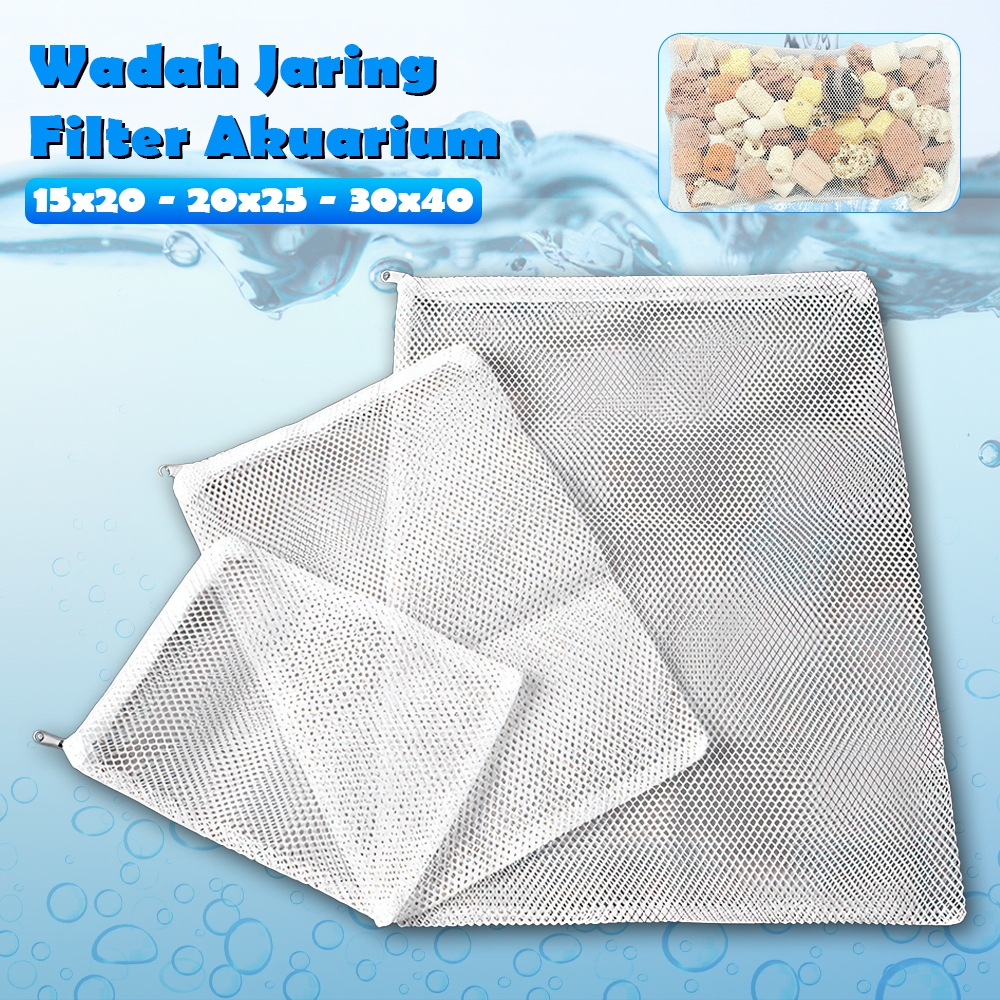 Filter Mesh Bag Aquarium Nilon Kantong Jaring Media Filter Akuarium & Kolam Ikan 15X20cm / 20X25cm