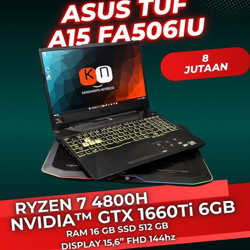 Asus Tuf A15 FA506IU Ryzen 7 4800H GTX1660Ti Ram 16GB/1TB Layar 15,6inch