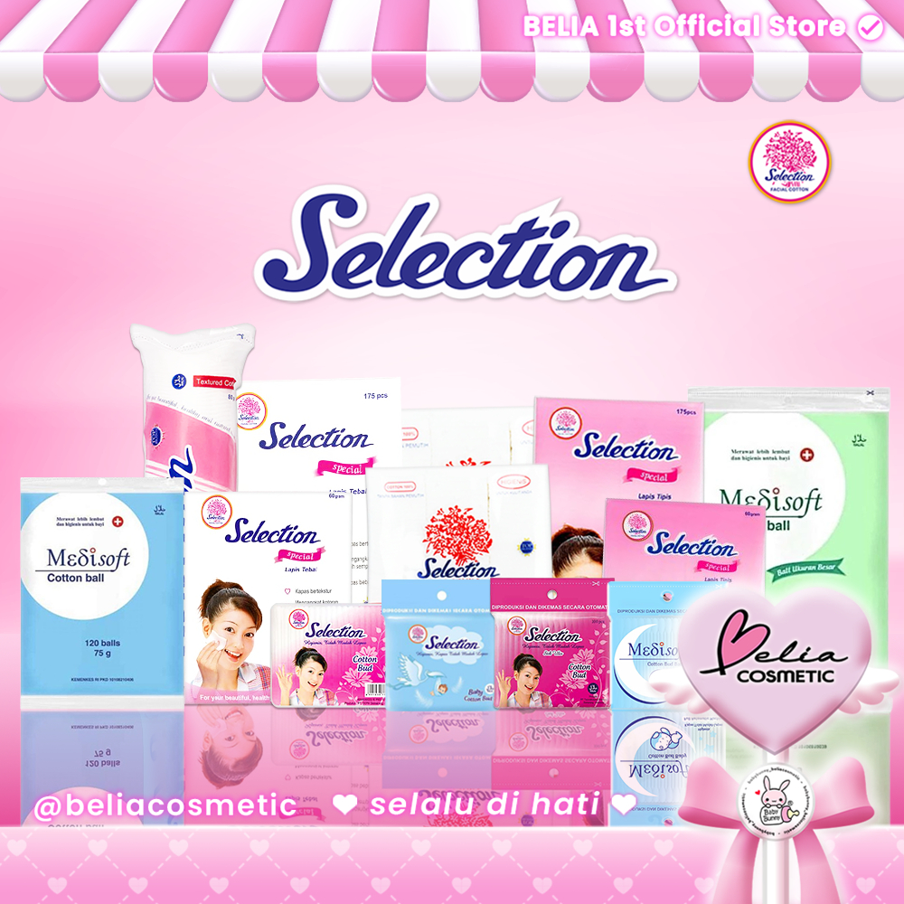 [ BELIA ] SELECTION Kapas Kecantikan Tebal, Tipis, Oval, Bulat | Cotton Bud | Korek Kuping | Medisof