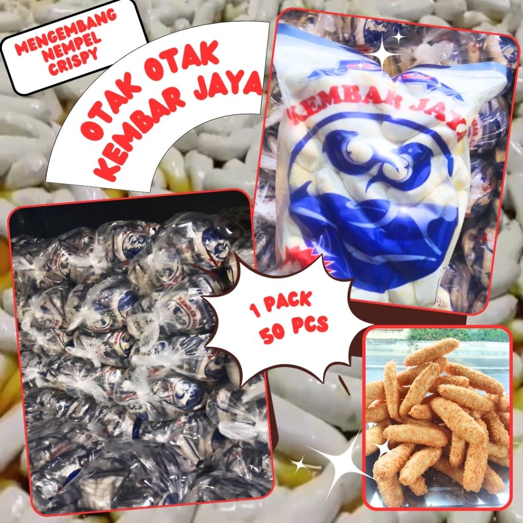 Otak Otak Ikan Kembar Jaya 1kg isi 50pcs Mengembang Nempel dan Crispy
