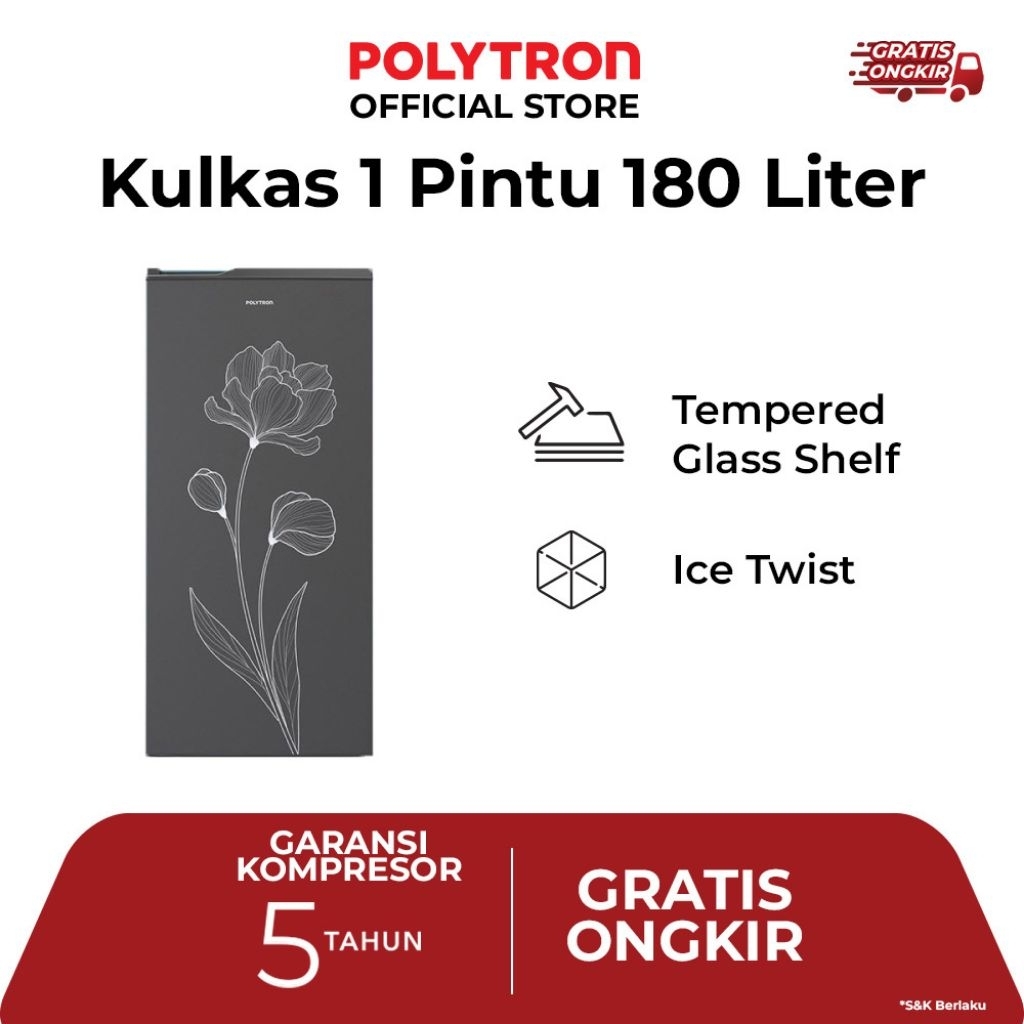 KULKAS POLYTRON PRB 187 PR/LB/TY // KULKAS POLYTRON 187 180L