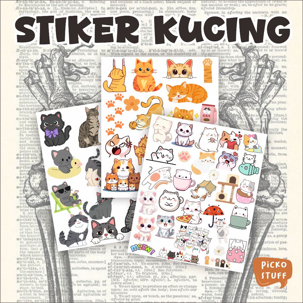 Stiker Kucing Lucu Kucing Oren Kucing Hitam Kucing Putih Stiker Tempel Stiker Jurnal