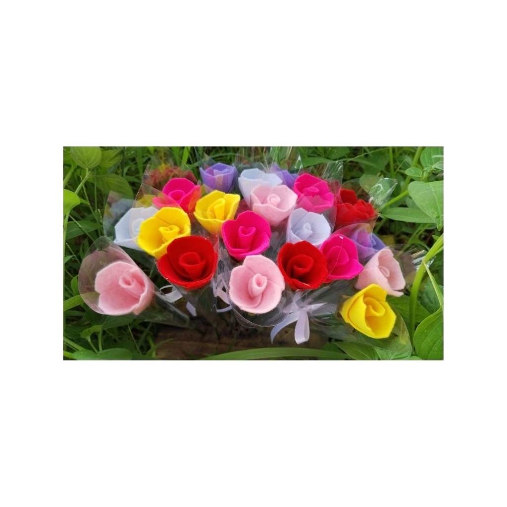 bunga mawar flanel tangkai tanpa plastik