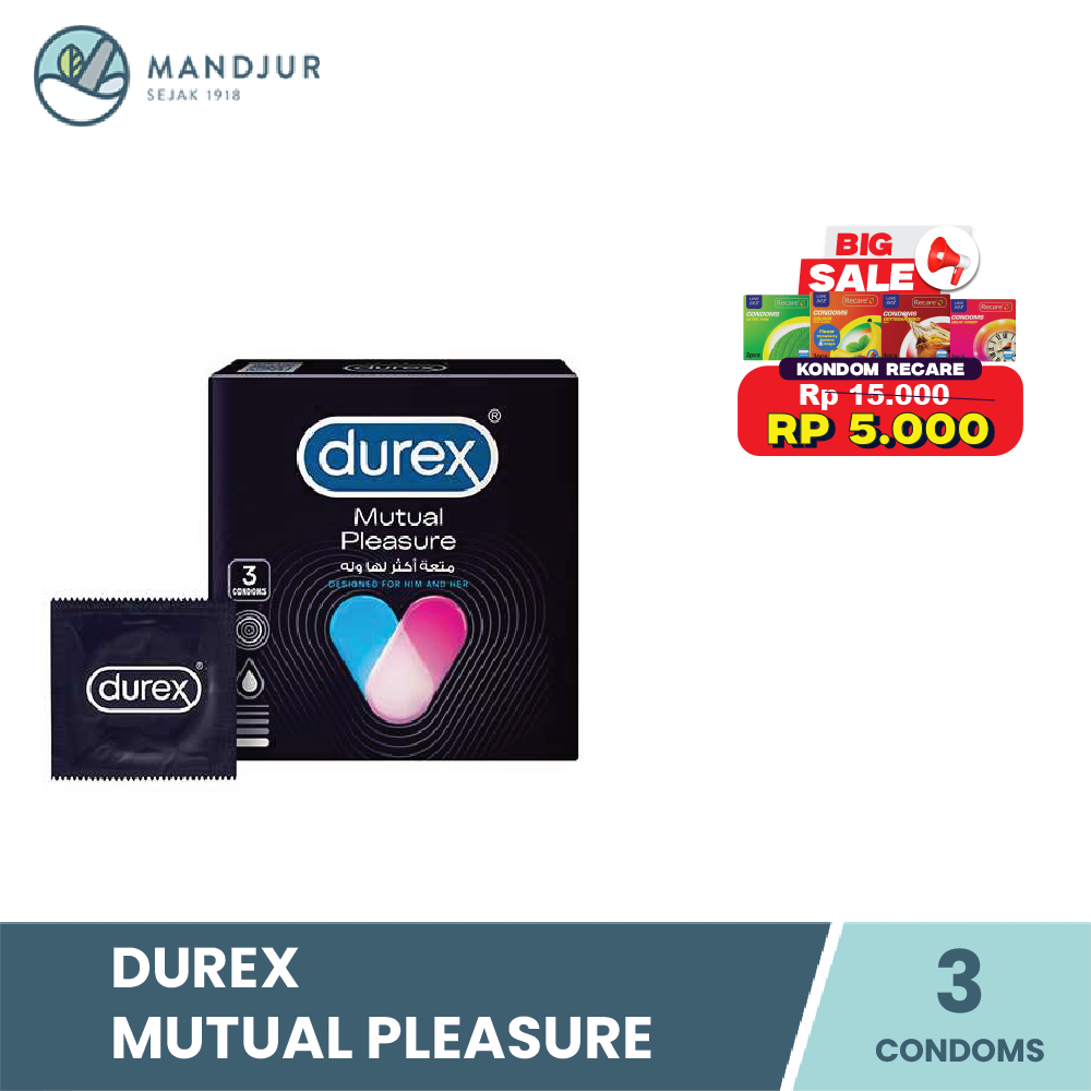 Kondom Durex Mutual Pleasure Kondom Gerigi Kondom Pria Tahan Lama Isi 3 - Kondom dengan Benzocaine
